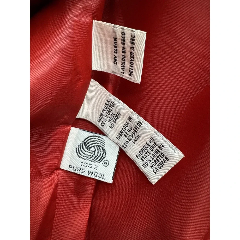 Vintage Christian Dior Red Double Breasted Blazer‎ Jacket Gold Logo Buttons